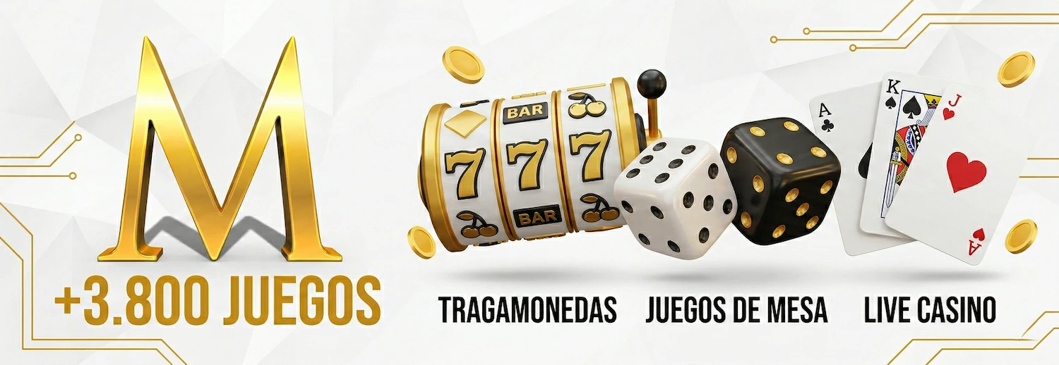 Catálogo de juegos de Mega Casino con más de 3800 tragaperras y mesas de casino en vivo